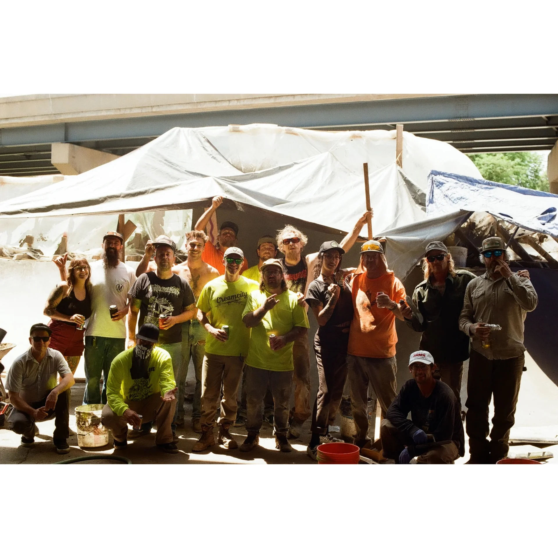 Full crew of National DIY skatepark builders